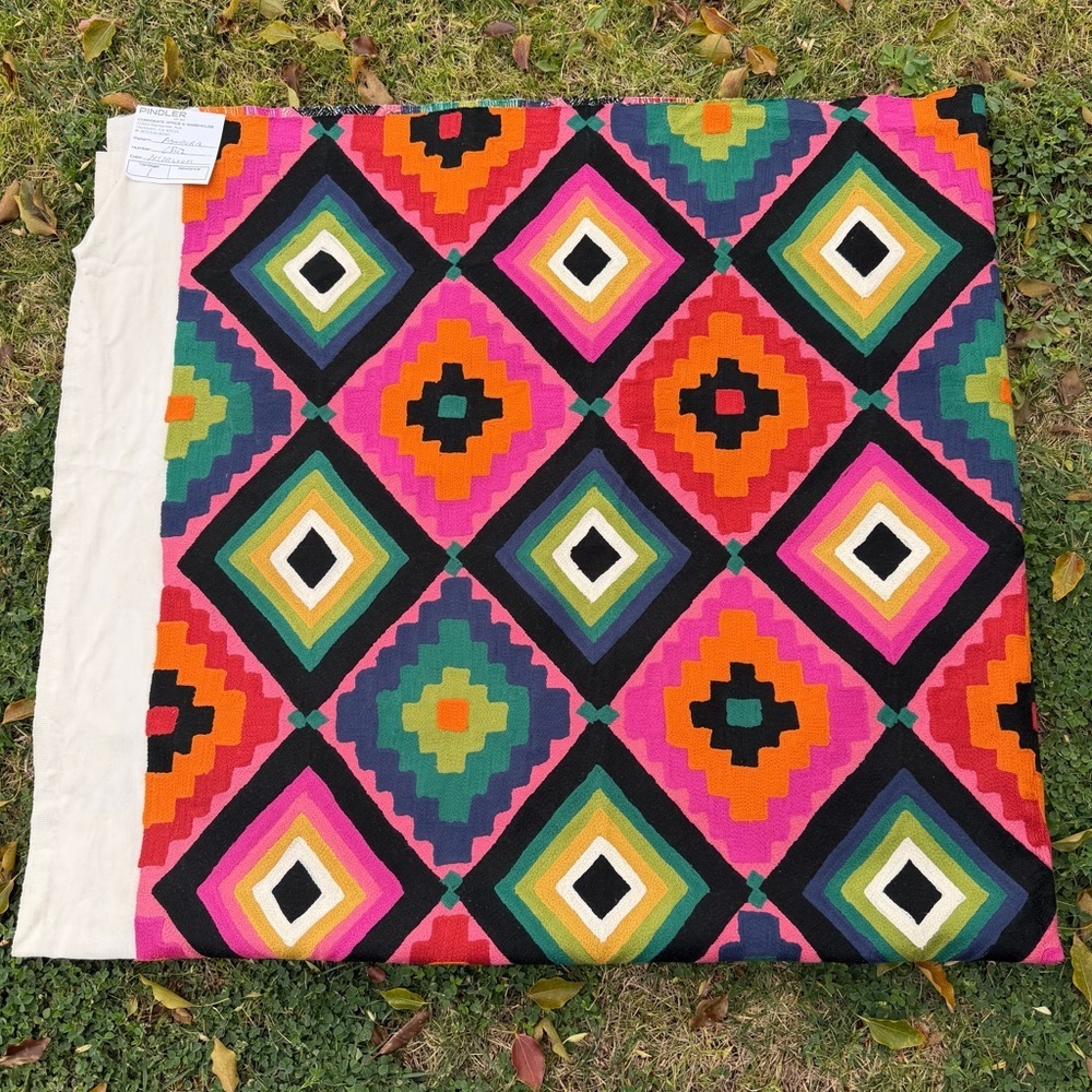 Pindler Woven Fabric Diamond Kilim Style Bright Vibrant Multicolor 54x55 1+ YDS